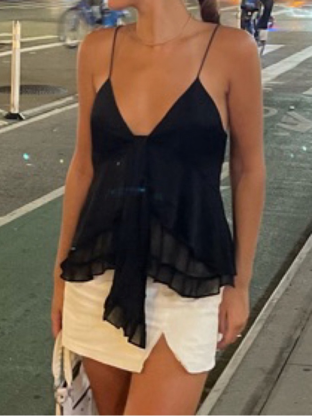 ZARA Black Satin Tie-Front Camisole